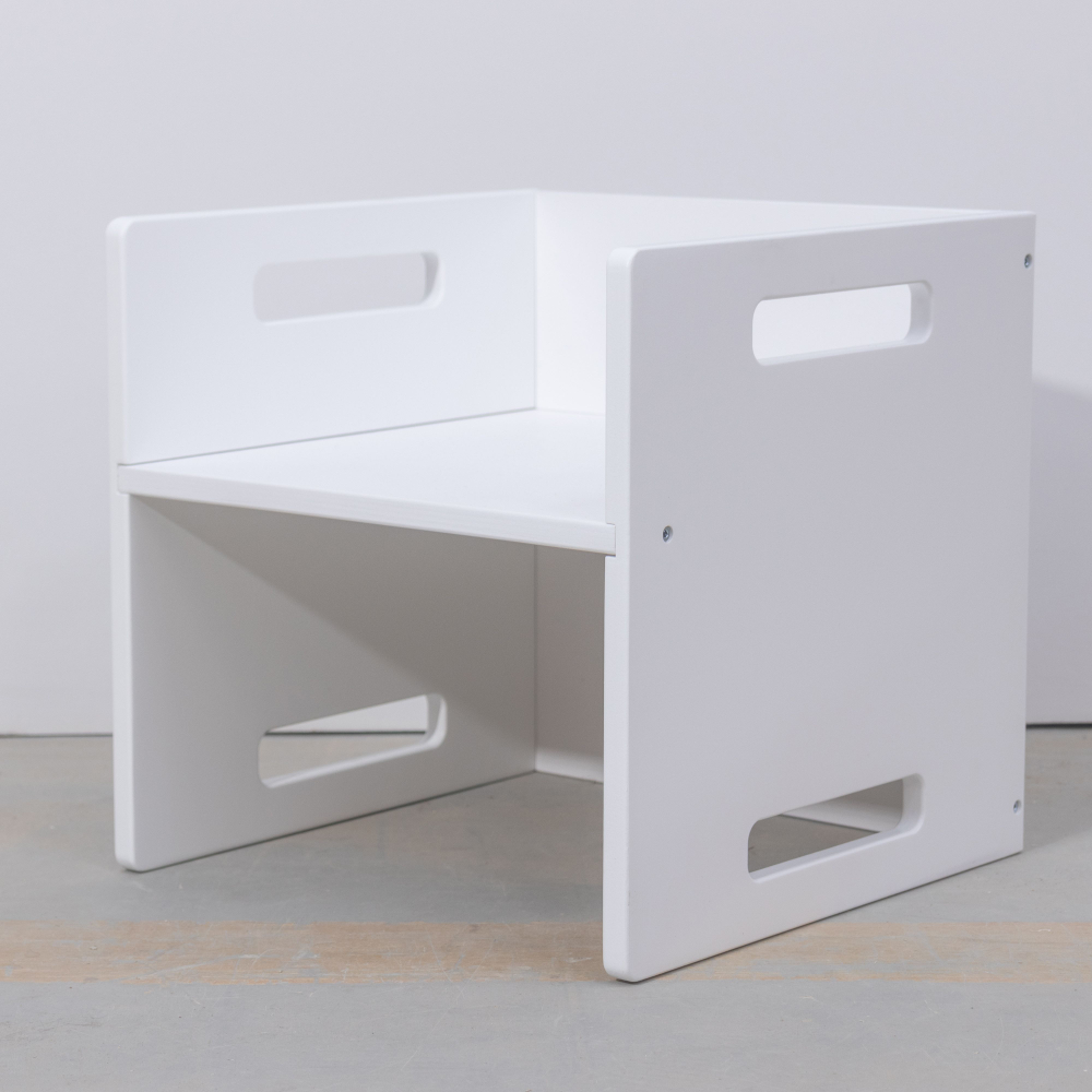 Растущий стул для детей, 34х34х34, Чек, стол и стул 2в1, деревянный, белый, Dipriz