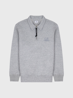 Свитшот на молнии C.P. Company Logo Diagonal Raised Fleece Half Zip Gray