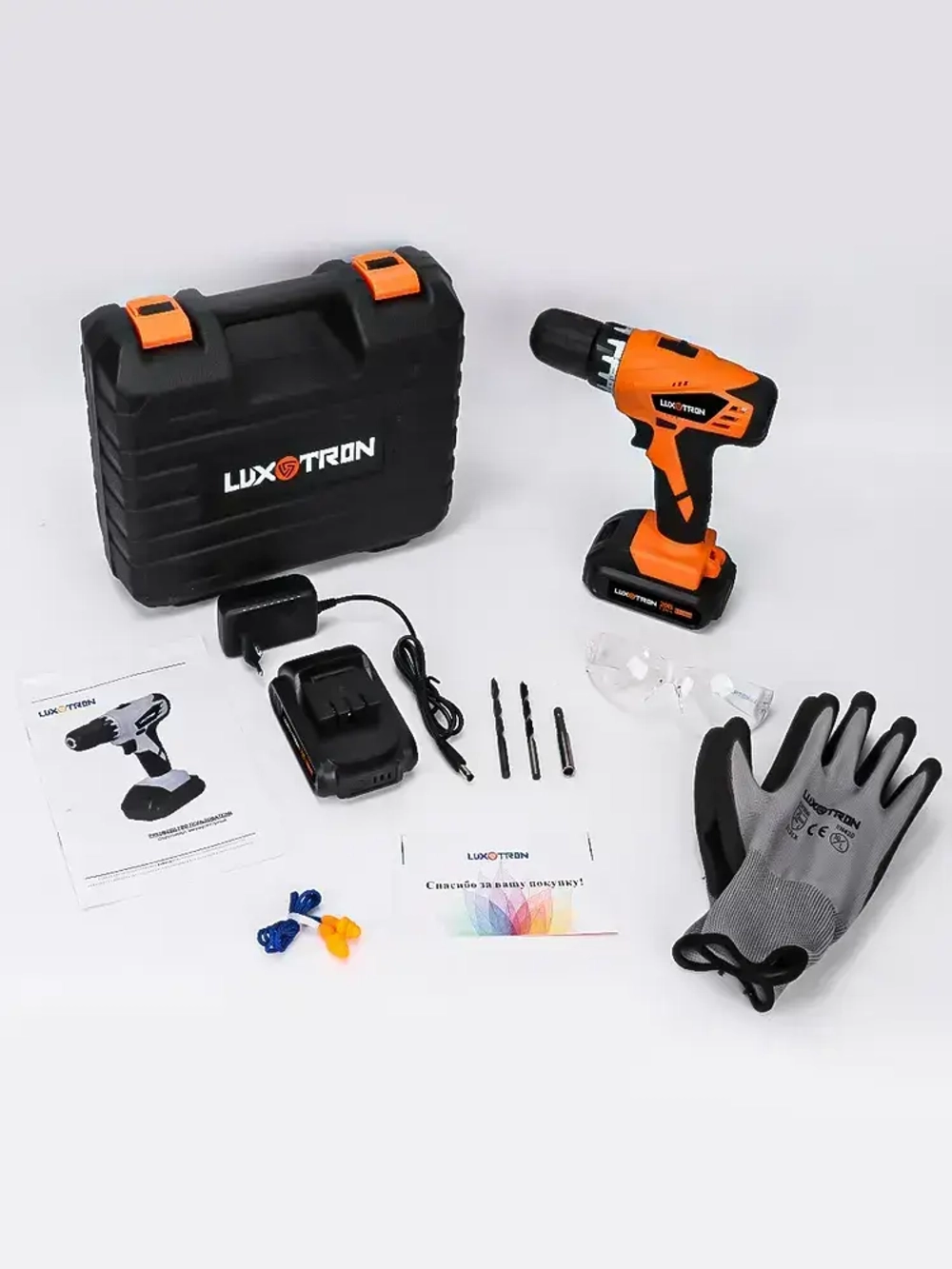 Аккумуляторная дрель-шуруповерт Luxotron, 20 В, 20+1 крутящий момент, 30 Н.м макс, 2 аккумулятора и светодиодная рабочая подсветка