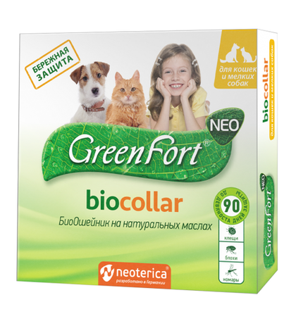 GREENFORT БиоОшейник от блох и клещей для кошек и мелких собак от блох и клещей, 40 см