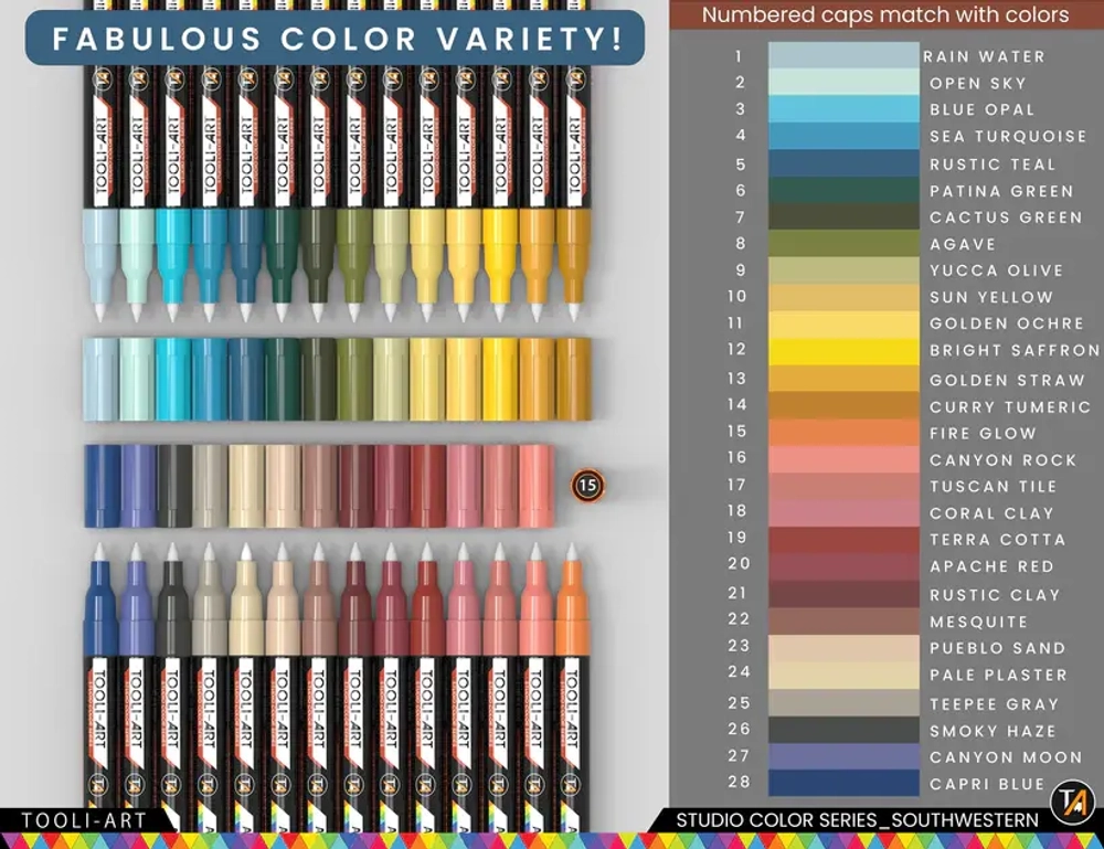 (Southwestern) Tooli-Art 28 Acrylic Paint Pens 0.7mm Extra Fine