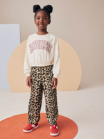 Брюки широкие для девочки Next B83-276, Бежевый, Черный