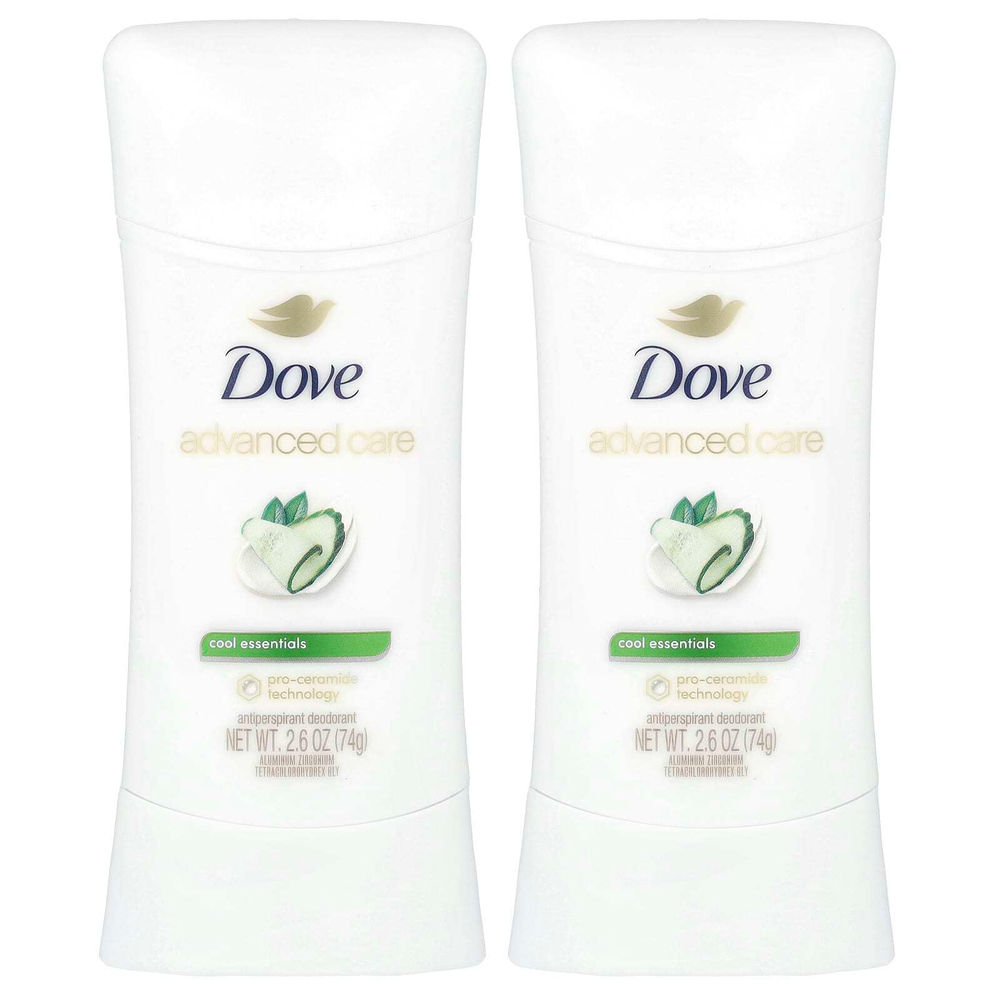 Dove, Advanced Care, дезодорант-антиперспирант, свежесть, набор из 2 шт. по 74 г (2,6 унции)