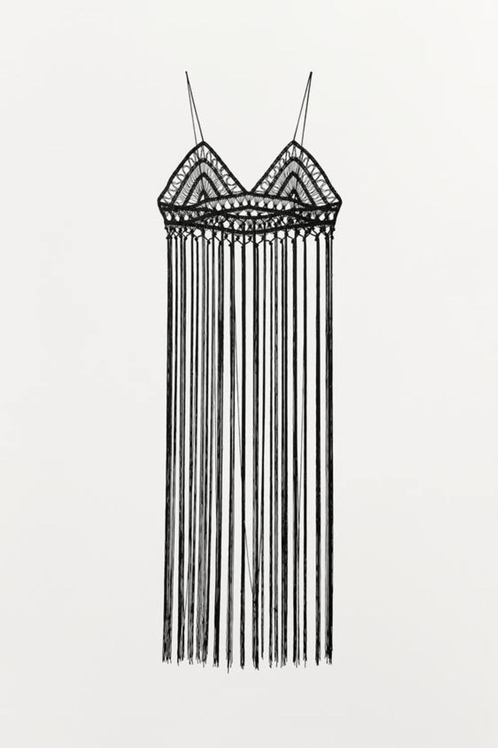 ZARA БЮСТГАЛЬТЕР КРОШЕ С БАХРОМОЙ, ЧЕРНЫЙ