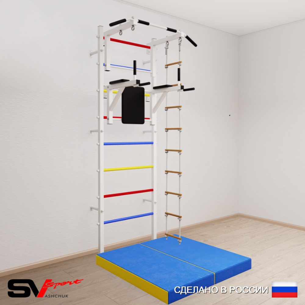Шведская стенка Sv Sport 5724 (Турник стандарт/Брусья/Лестница/Мат 1м)