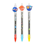 Ручка гелевая, пиши-стирай, автоматическая, Basir, синие чернила, серия "Космос", с игрушкой, 36 шт