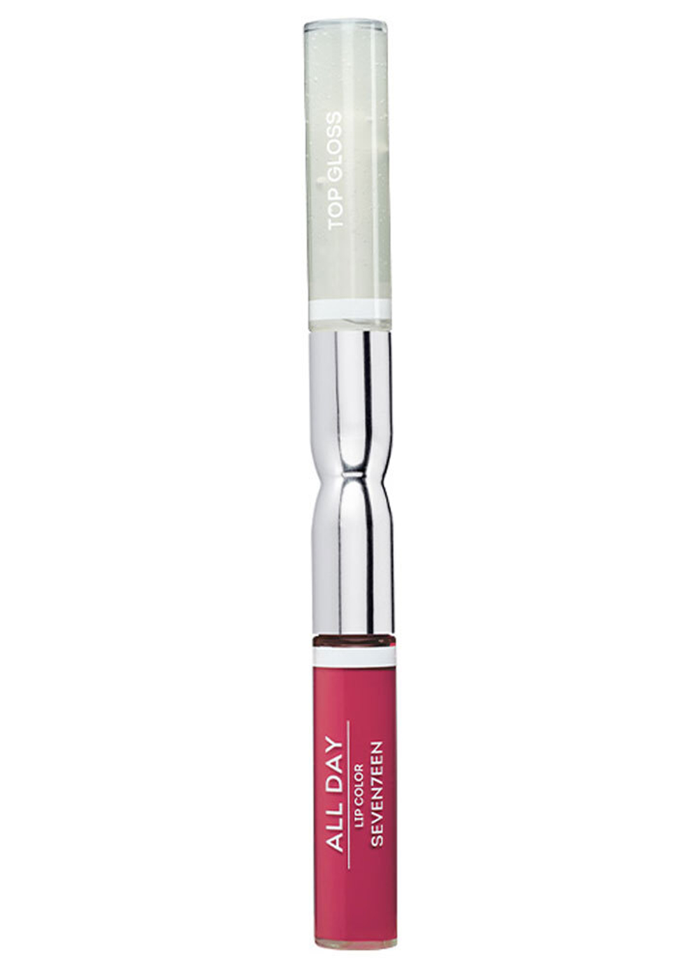 Seventeen Помада-блеск для губ All Day Lip Color & Top Gloss, жидкая, стойкая, c глянцевым эффектом, тон №77, Малиновый щербет, 7 мл