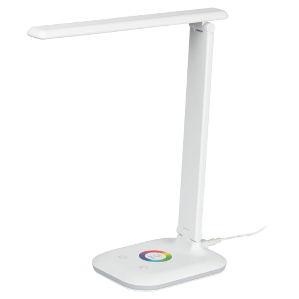 Настольный светильник ЭРА NLED-502-11W-W светодиодный с RGB ночником белый | Светодиодные настольные лампы