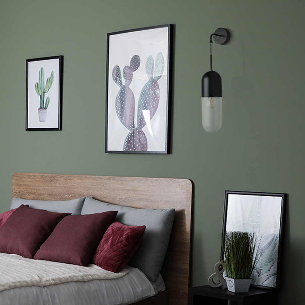 690517 Бра RAMO 1х40W E27 ЧЕРНЫЙ МАТОВЫЙ/ПРОЗРАЧНЫЙ