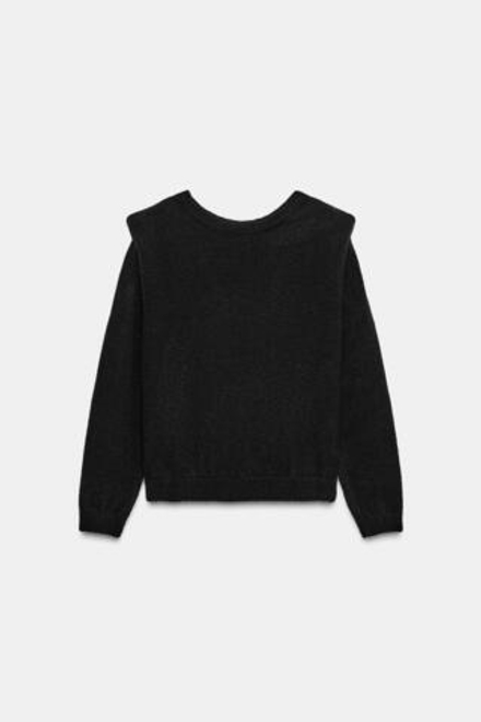 ZARA ДЖЕМПЕР ВЯЗАНЫЙ С V-ОБРАЗНЫМ ВЫРЕЗОМ СЗАДИ И ПОДПЛЕЧНИКАМИ, ЧЕРНЫЙ