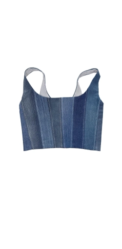 Джинсовый апсайкл корсет с бретелями, синий