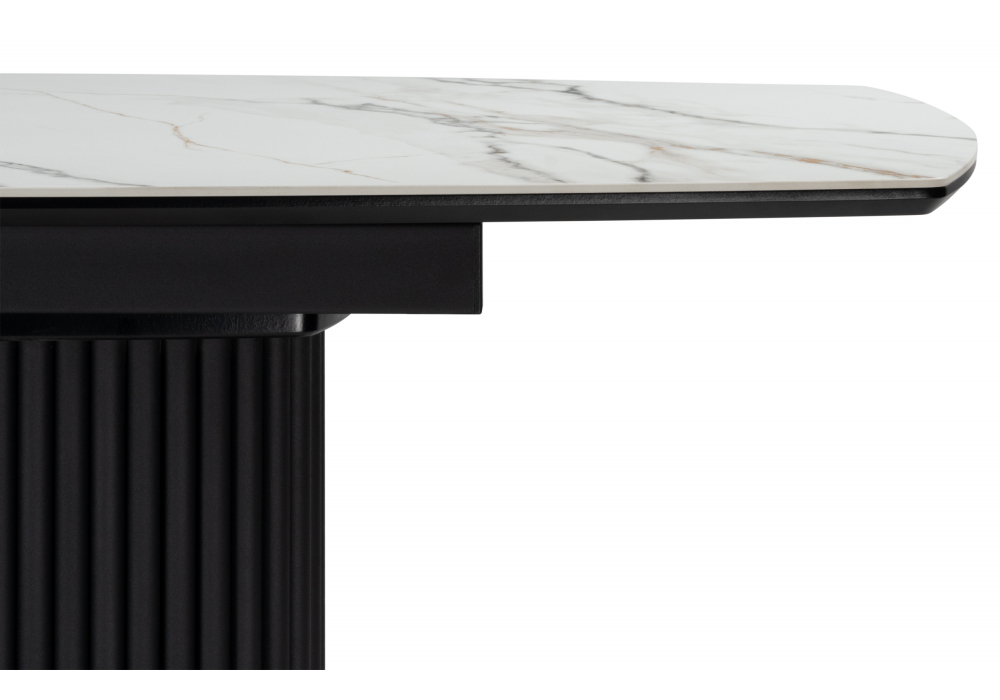 Керамический стол Woodville Фестер 160(205)х90 gilt white, черный