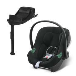 Коляска 3 в 1 Cybex Balios S Lux BLK и автокресло Aton B2 i-Size Volcano Black с базой isofix Base One Lava Grey с дождевиком