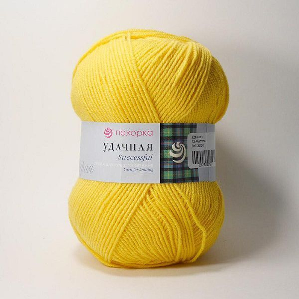 Пряжа Пехорка "Удачная" 50% шерсть, 50% акрил 5х100г/250м 12 Желток