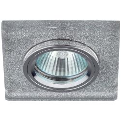 DK8 CH/SHSL Светильник ЭРА декор стекло квадрат MR16,12V/220V, 50W, хром/серебряный блеск | Декоративные встраиваемые светильники
