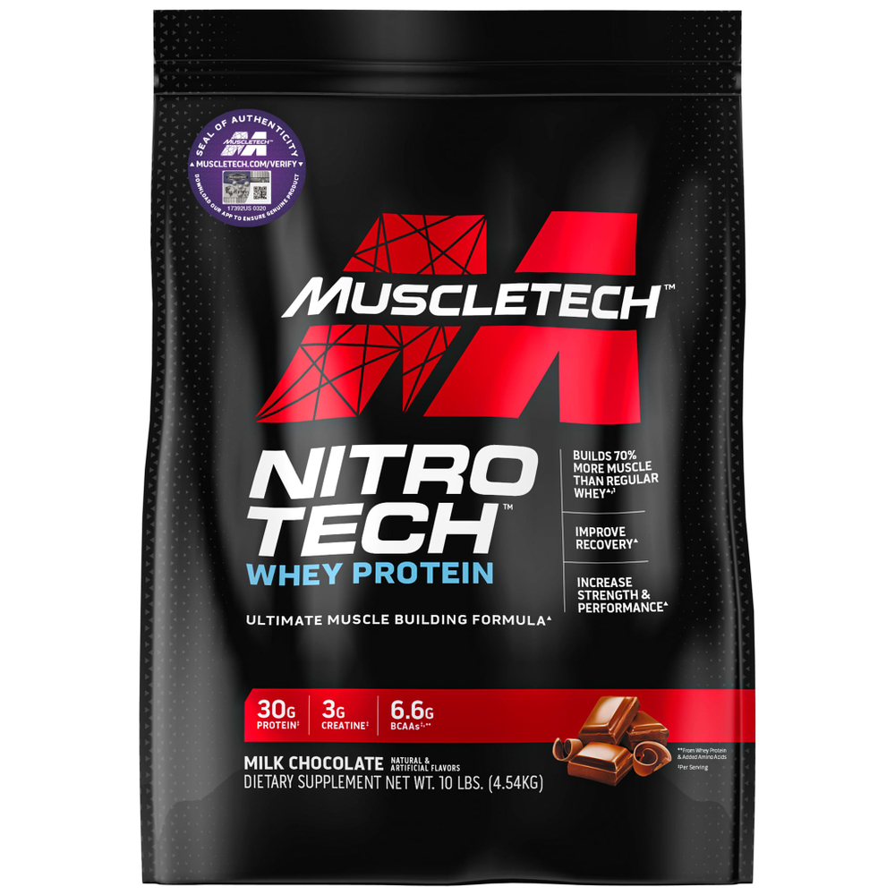 MuscleTech, Nitro-Tech®, сывороточный протеин, со вкусом молочного шоколада, 4,54 кг (10 фунтов)