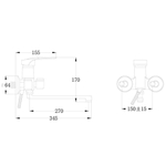Смеситель для ванны, РМС, с картриджем, хром, SL55-006E