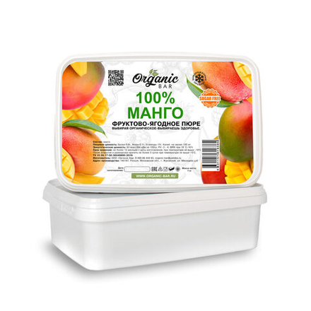 Пюре замороженное Organic bar, Манго, 1 кг