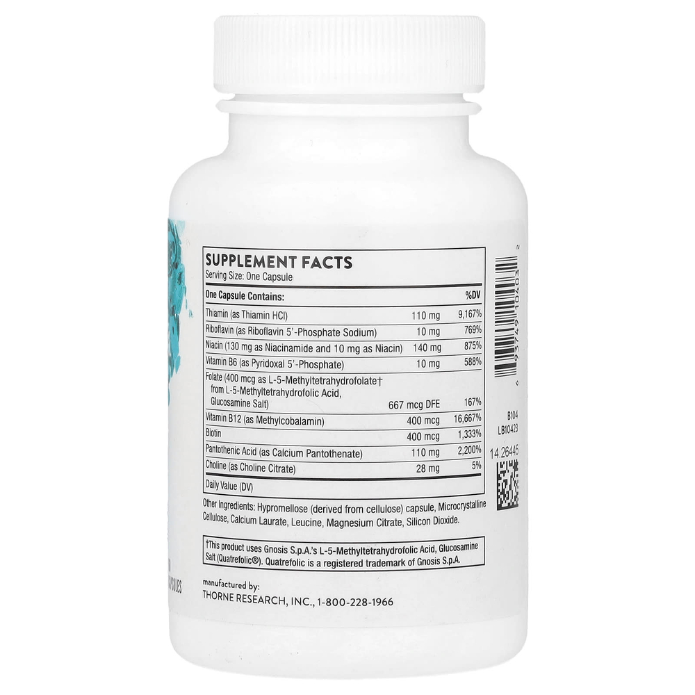 Thorne, комплекс основных витаминов группы B, 60 капсул