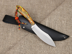 Нож для бушкрафта "Канадец XL", сталь VG-10/Elmax, рукоять микарта (салатово-оранжевая)