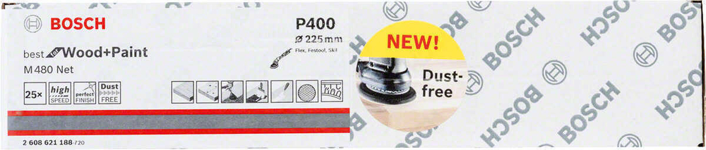 Шлифовальная сетка BOSCH M480, P240, 225 мм, 25 шт 2608621186