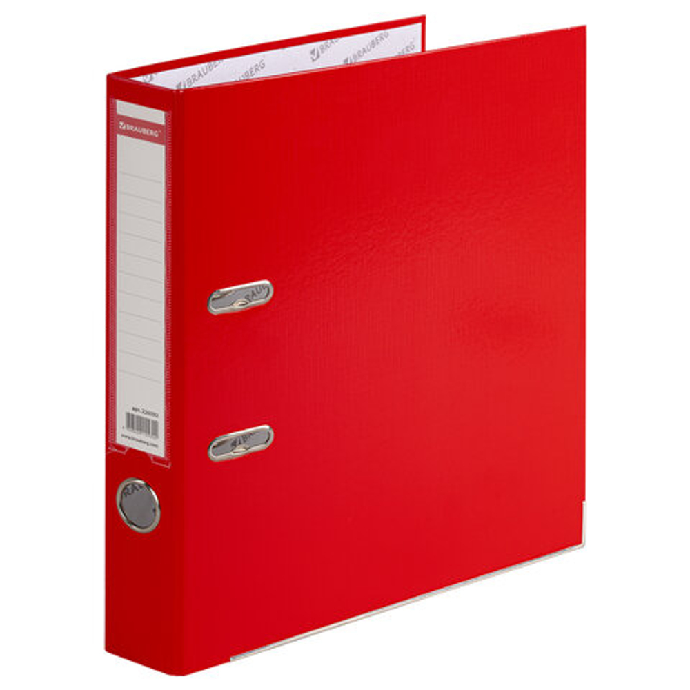 Папка-регистратор, покрытие пластик, 50 мм, ПРОЧНАЯ, с уголком, BRAUBERG, красная, 226592