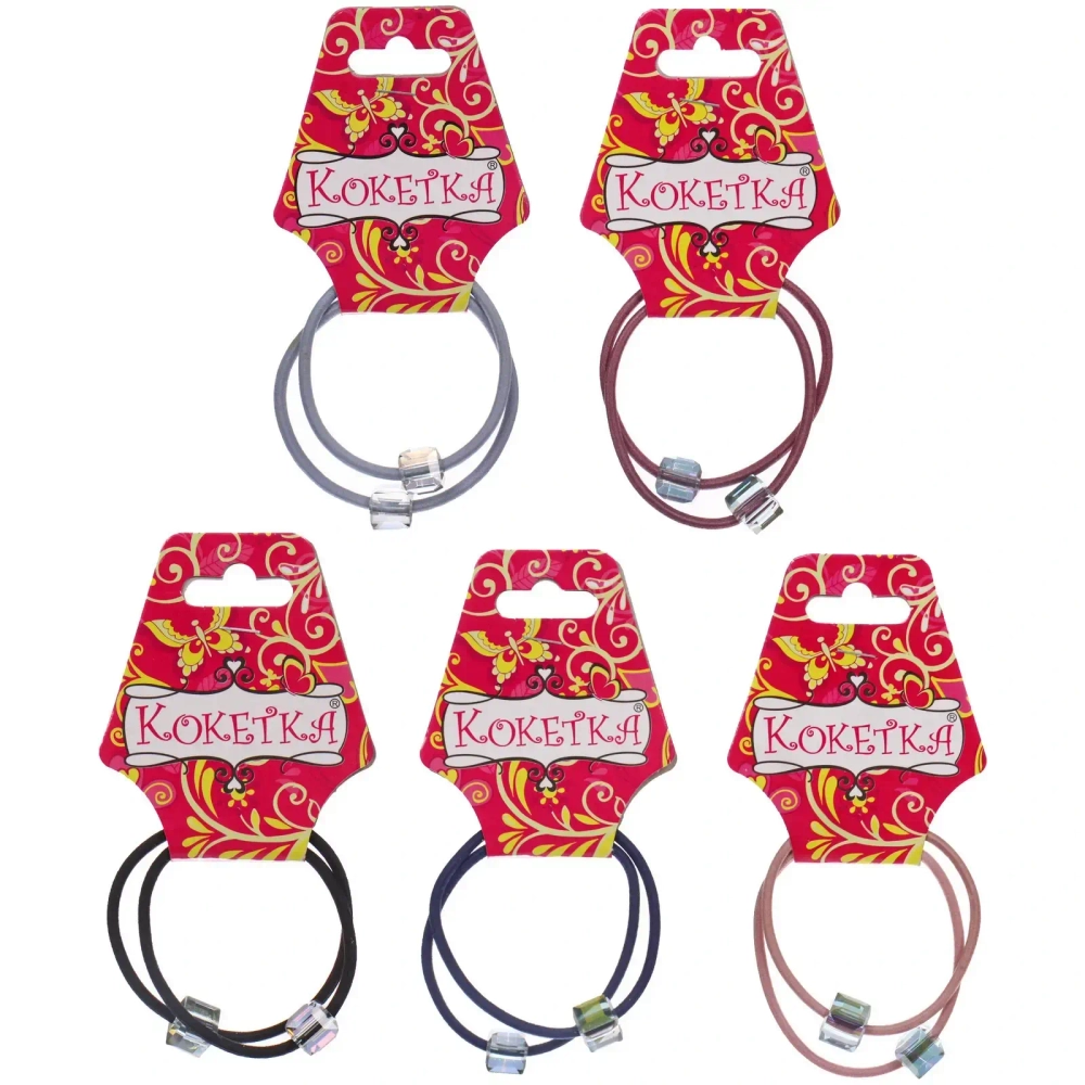 Резинки для волос 2шт «Астория», кристалики, микс 6 цветов, d-5,5см