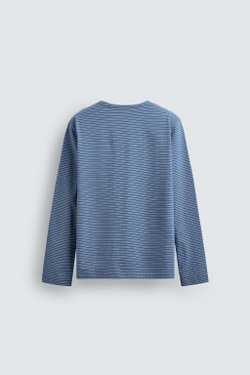 ZARA ЖАККАРДОВАЯ ФУТБОЛКА В ПОЛОСКУ, СИНИЙ