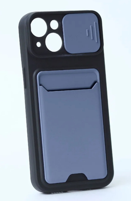 Чехол с картхолдером и защитой камеры для iPhone 12 (черно-серый)