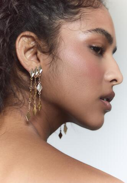 STRADIVARIUS Серьги-подвески в форме ромба, золотой