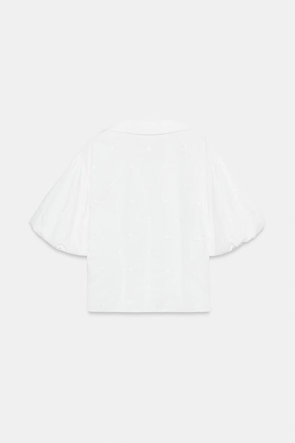 ZARA РУБАШКА С ВЫШИВКОЙ И ОБЪЕМНЫМИ РУКАВАМИ, БЕЛЫЙ