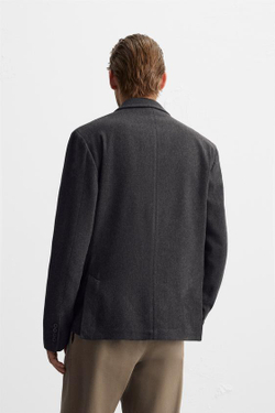 ZARA ФЛАНЕЛЕВЫЙ БЛЕЙЗЕР, КОРИЧНЕВЫЙ