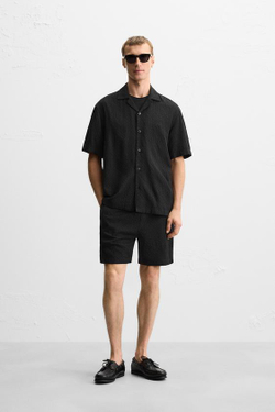 ZARA БЕРМУДЫ С ГЕОМЕТРИЧЕСКИМ ЖАККАРДОМ, ЧЕРНЫЙ