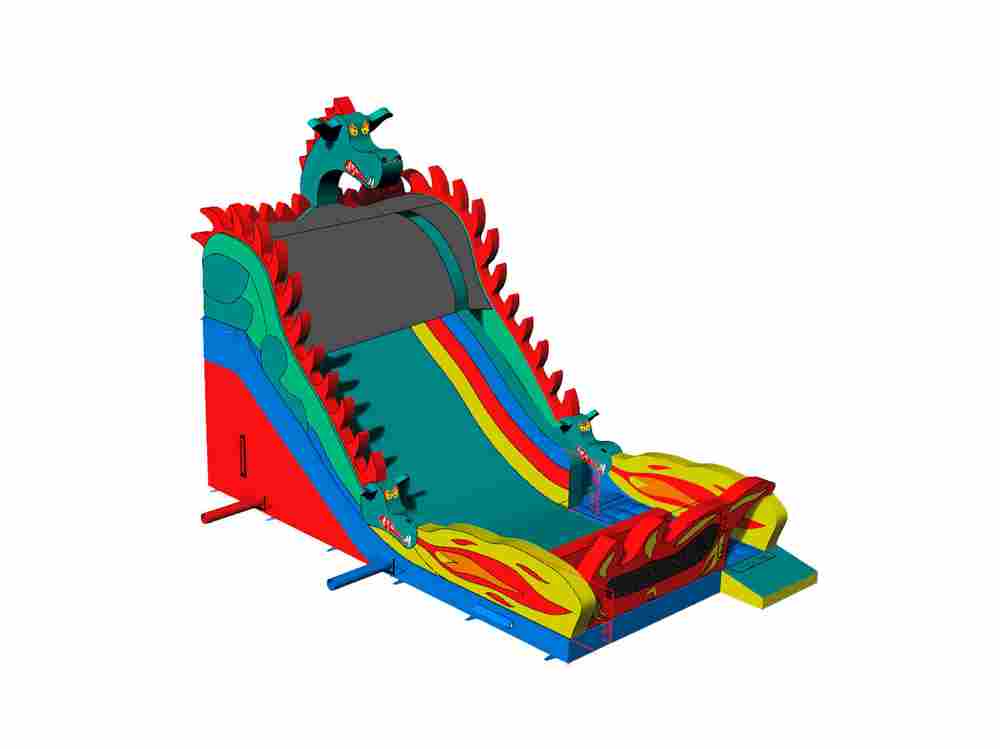 Коммерческий надувной батут-горка «Огненный дракон», 11*6*8,5 м