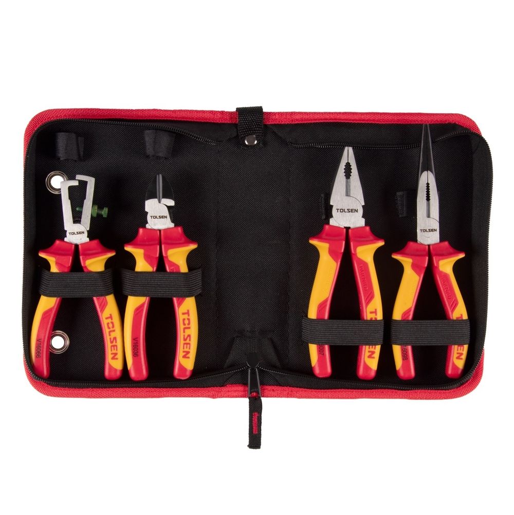 TOLSEN (TTV83204) Набор пассатижей и бокорезов диэлектрических, 4 предмета, в футляре на молнии