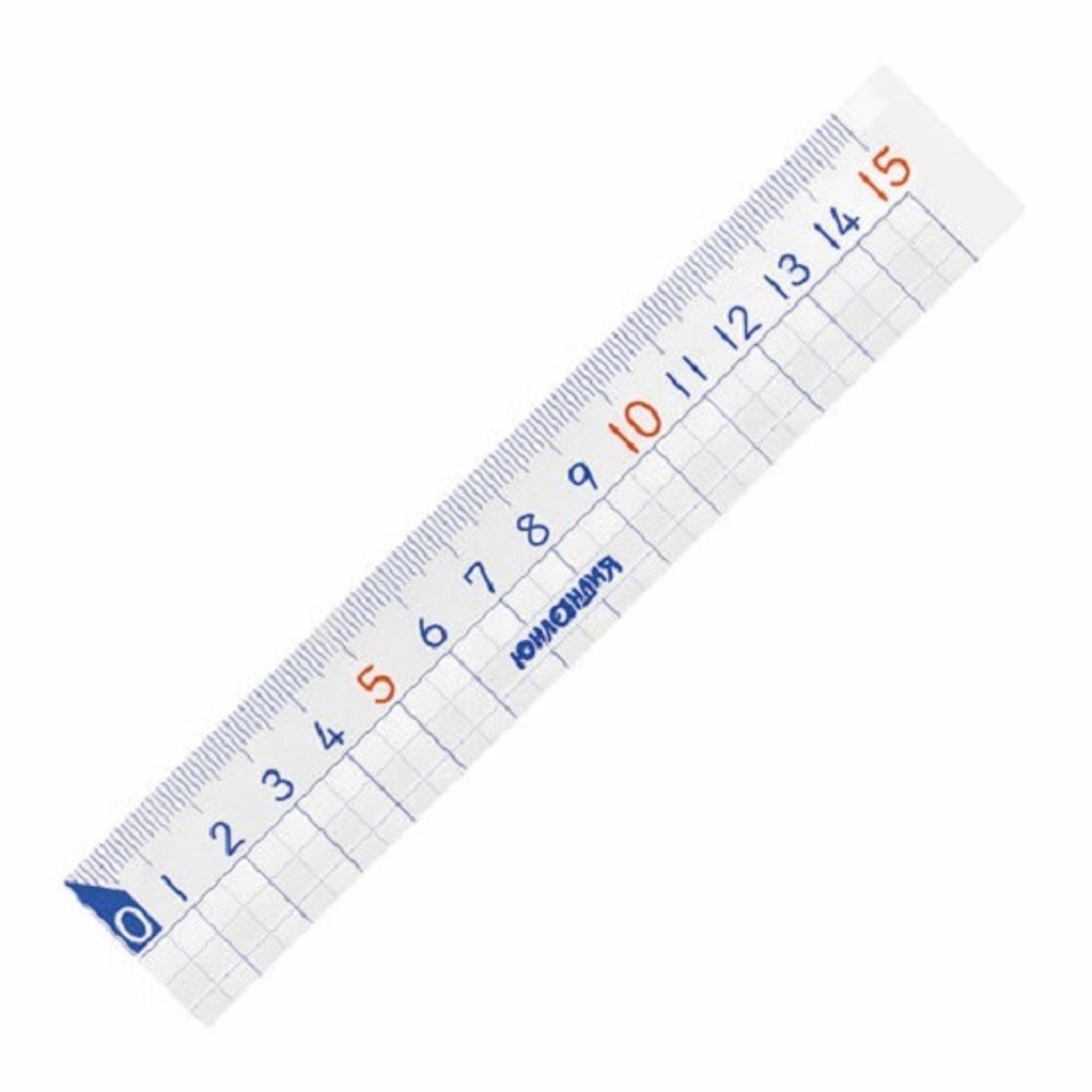 Линейка 15см, пластиковая, прозрачная, Юнландия Школьная