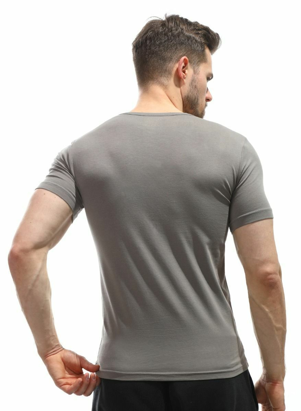 Мужская хлопковая футболка (Размер: M) (Цвет: серый меланж)