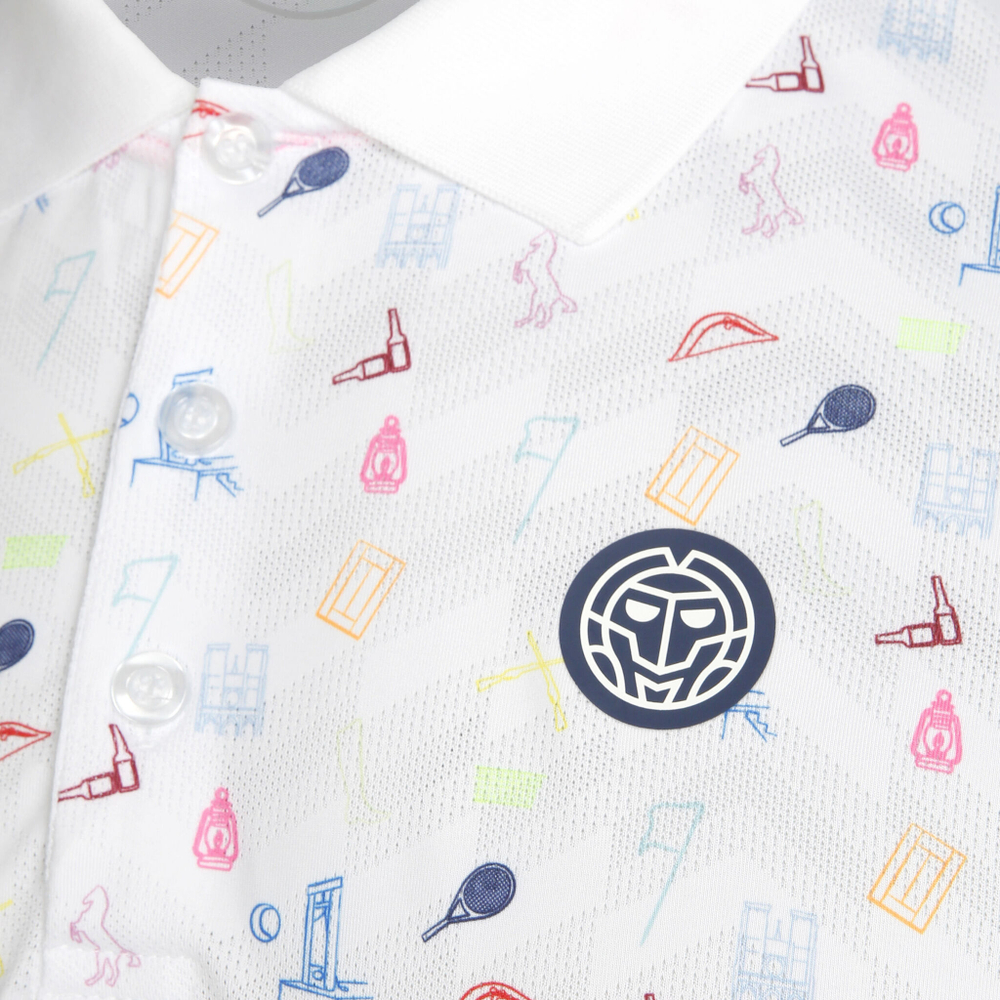 Мужское теннисное поло BIDI BADU Idir Tech Polo Men - White, Multicoloured