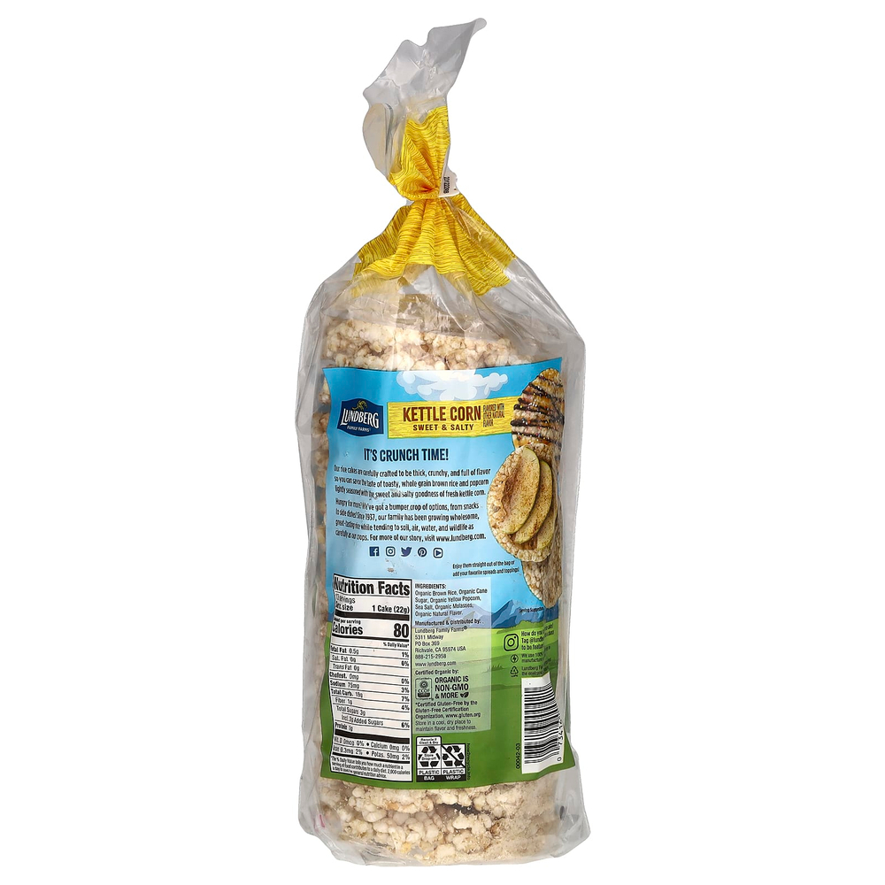 Lundberg, Органические цельнозерновые рисовые лепешки, кукурузные, сладкие и соленые, 284 г (10 унций)