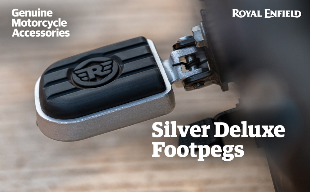Комплект подножек Royal Enfield, тип - "Deluxe", серебристого цвета, арт. KXA00030