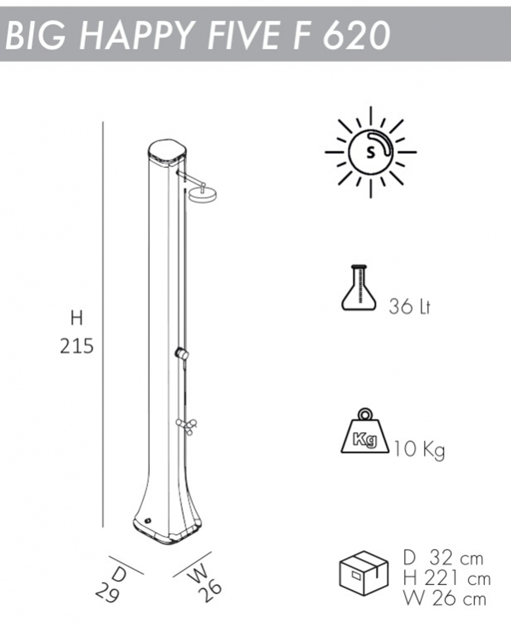Душ солнечный Arkema Big Happy Five F 620, фиолетовый