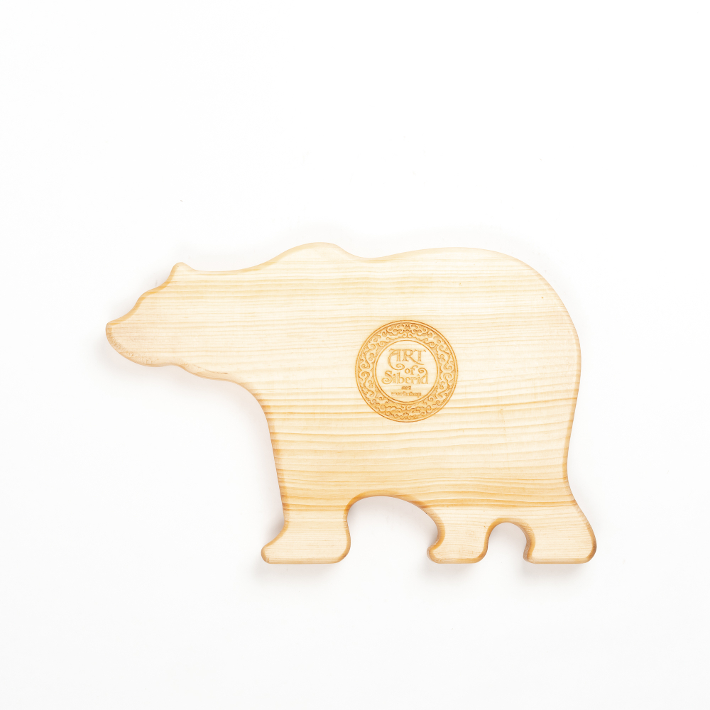 Деревянная менажница "Медведь" из кедра для подачи блюд и закусок с гравировкой "Чудеса случаются"