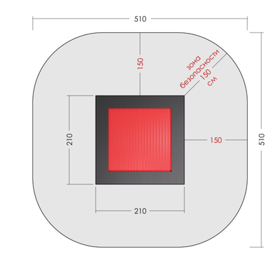 Встраиваемый детский батут для площадок - квадрат - 210