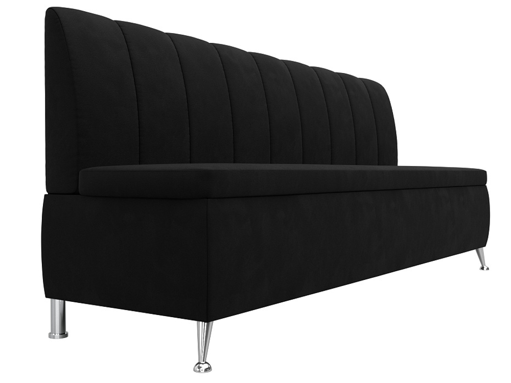 Диван кухонный прямой Кантри, Черный, Микровельвет, 100150