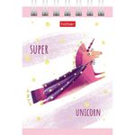 Блокнот МАЛЫЙ ФОРМАТ (75х105 мм) А7, 40 л., гребень, тонированный блок, без линовки, HATBER "Единорожки", 40Б7Вгр