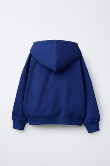 ZARA ХУДИ С ЗАСТЕЖКОЙ-МОЛНИЕЙ И НАШИВКОЙ, СИНИЙ