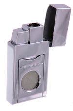 Зажигалка Lubinski "Тиволи" турбо с гильотиной, серебристая в полоску