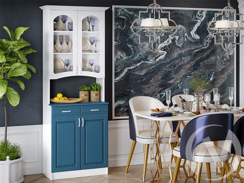 Буфет 2-х створчатый Констанция (Белый матовый/Джинс)