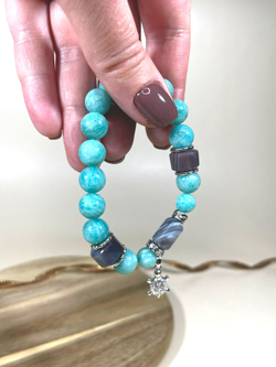 Браслет для Тельца, агат и амазонит