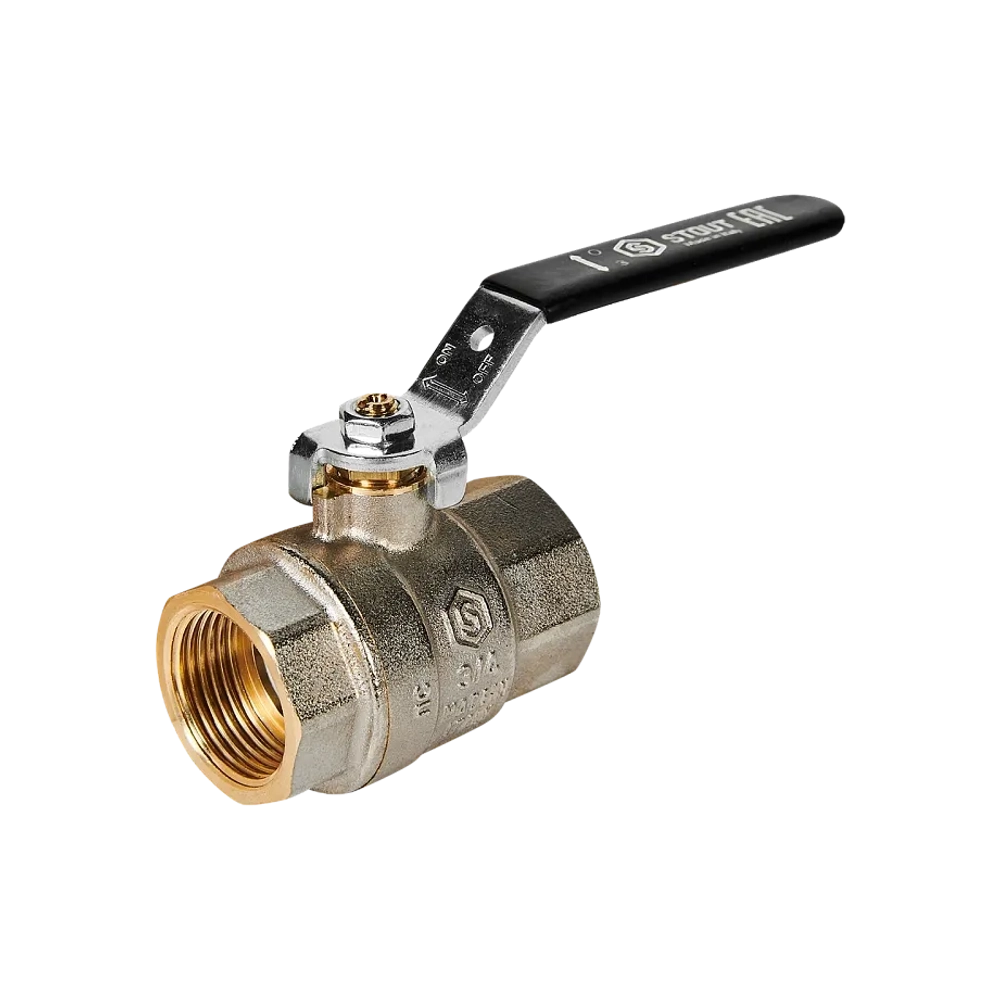 Кран шаровой полнопроходной STOUT - 3/4" (ВР/ВР, PN40, Tmax 150°C, ручка-рычаг черная)